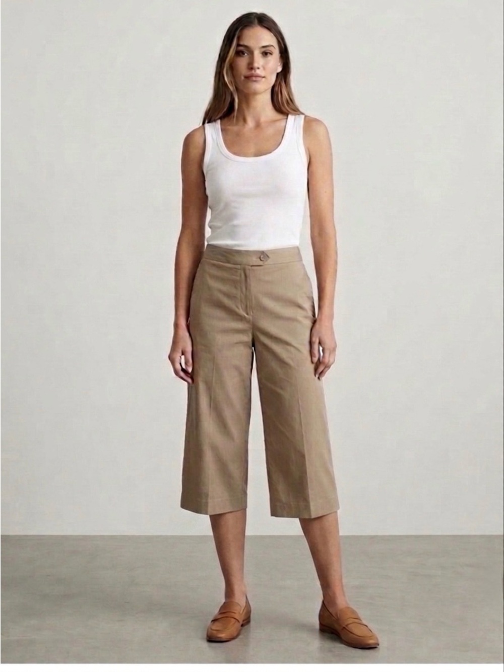 IZOD Performance Capri Pants Pinstripe Stretch Wide Leg Size 10 NWT